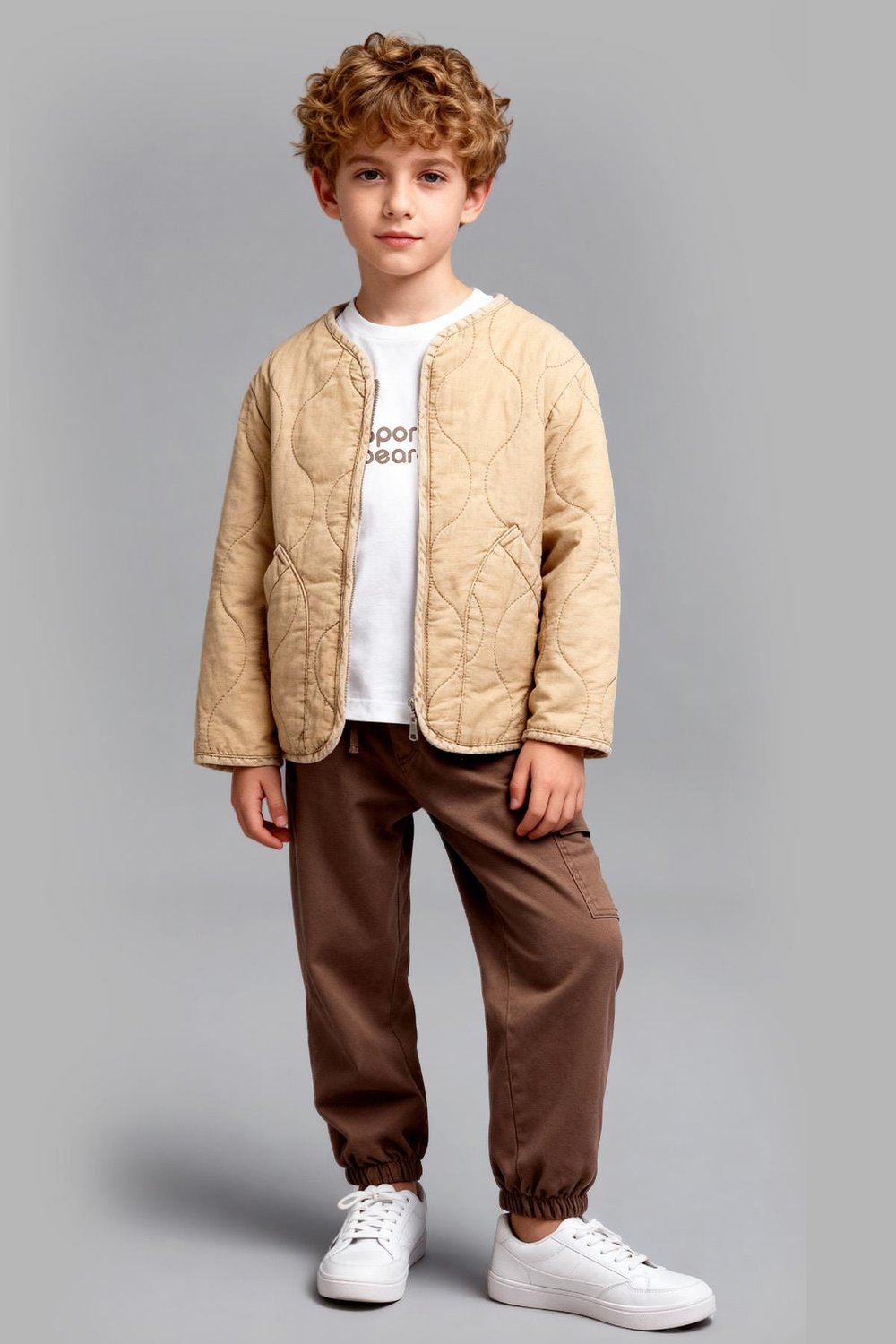 Tuffy Erkek Çocuk Yıkamalı Gabardin Bomber Ceket Üçlü Takım-04765