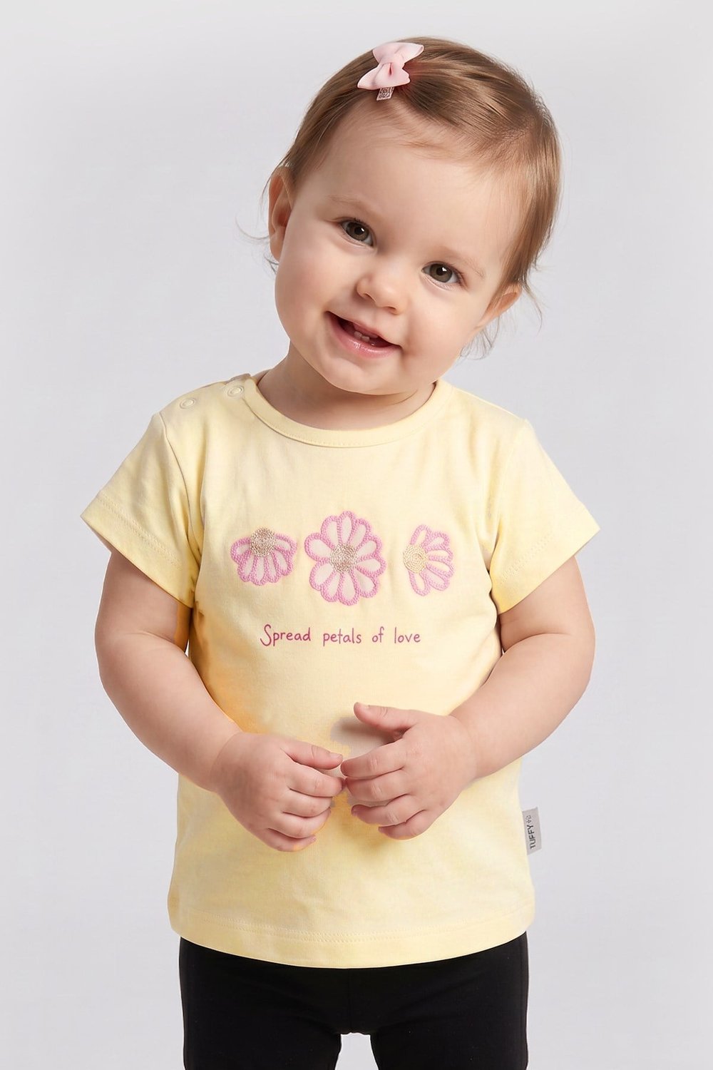 Tuffy Kız Bebek Çiçek Detaylı T-Shirt-1516