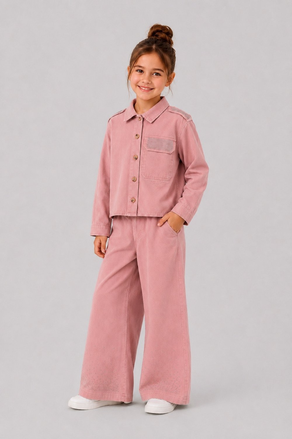 Tuffy Kız Çocuk Gabardin Gömlekli İkili Takım-03165