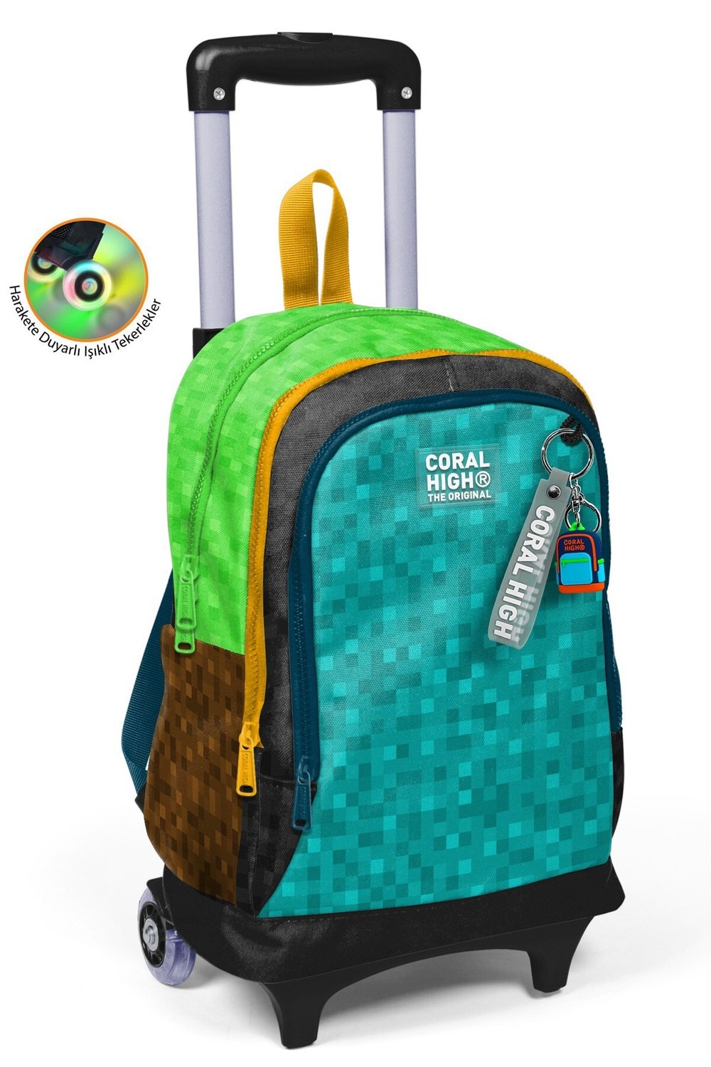 CORAL HİGH KİDS CRAFT DESENLİ DESENLİ 650 ml ÇELİK TERMOSLU ÇEKÇEKLİ 4'LÜ ÇANTA SETİ 