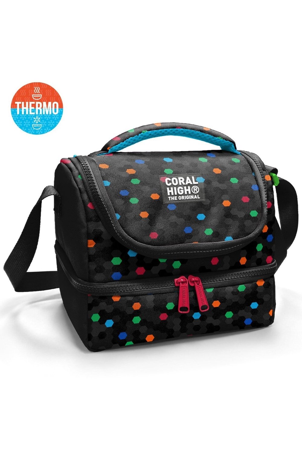 Coral High Kids Siyah Renkli Petek Desenli Thermo İki Katlı Beslenme Çantası 37204