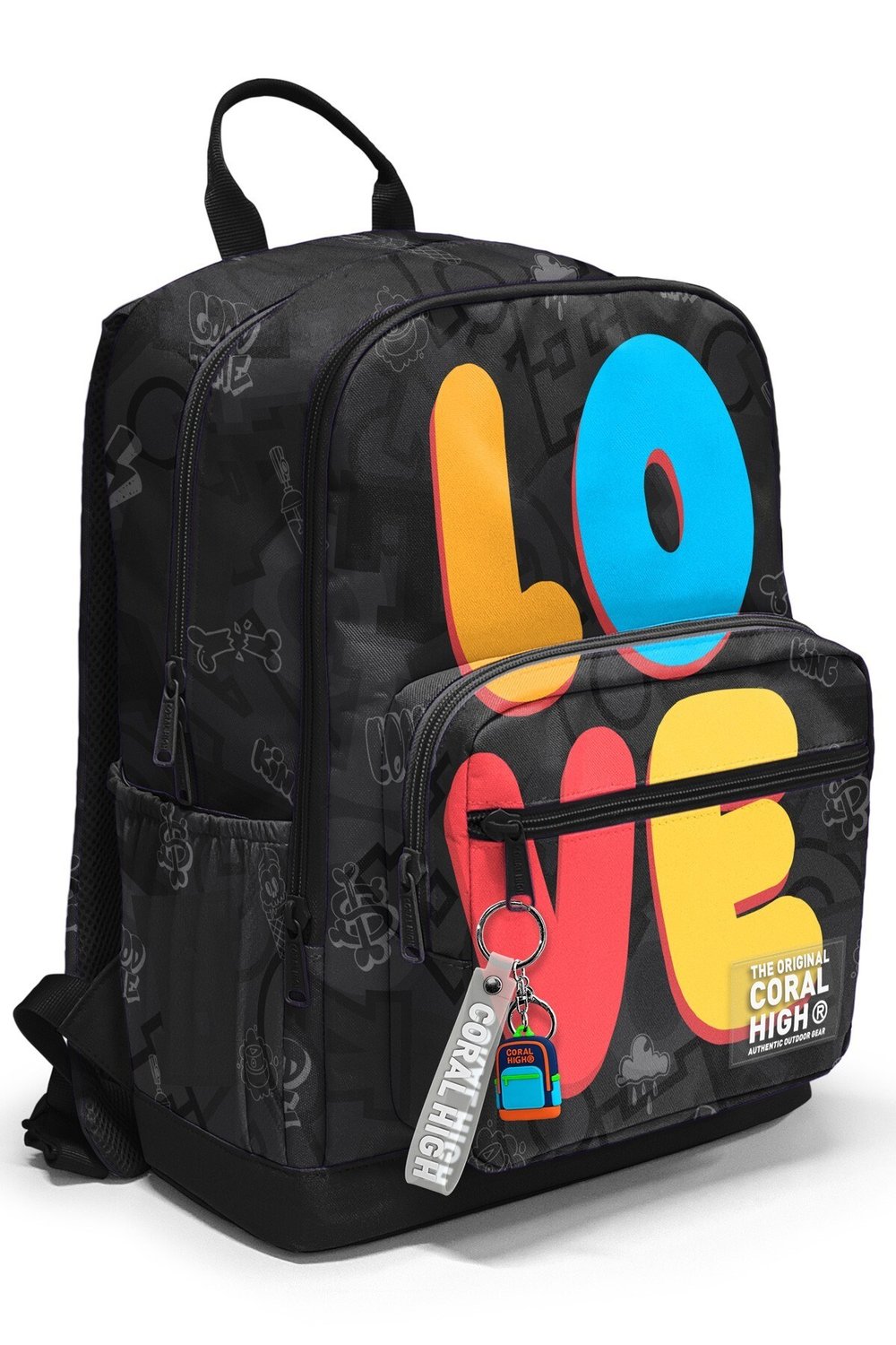 Coral High Renkli Love Desenli Okul Sırt Çantası 33230