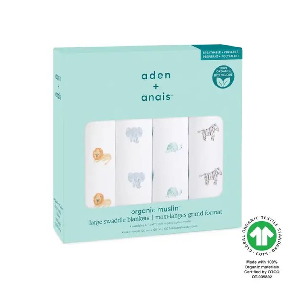 Aden & Anais - Animal Kingdom 4lü Organik Pamuklu Müslin Set