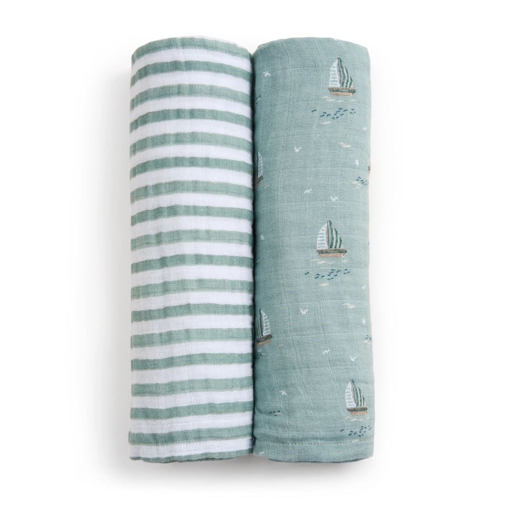 Aden & Anais - Sailing Seas 2'li Organik Pamuklu Müslin Set