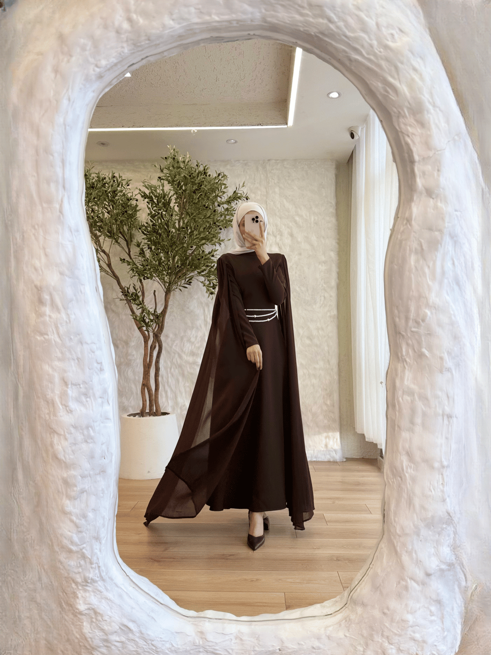Chic Çift Pelerin Elbise