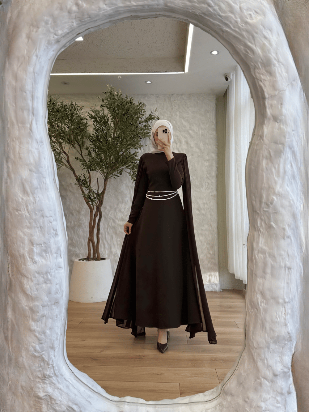 Chic Çift Pelerin Elbise