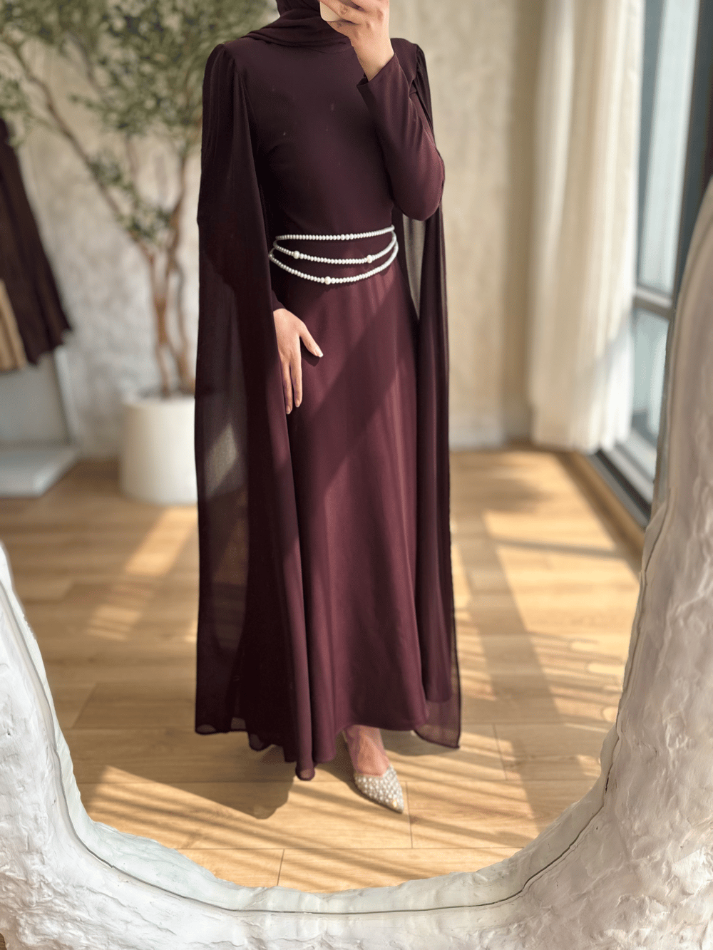 Chic Çift Pelerin Elbise