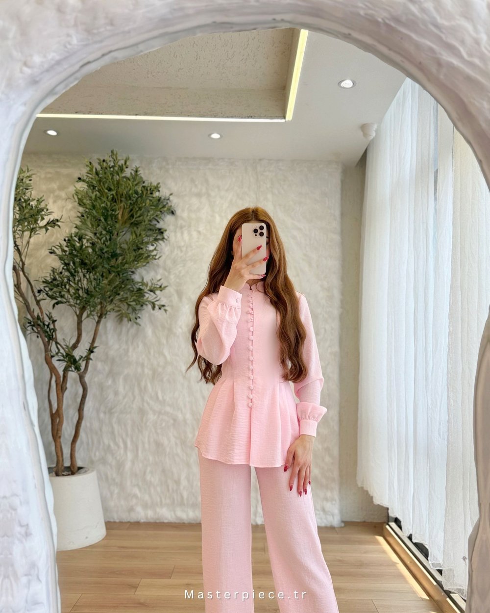 DÜĞME DETAYLI KETEN TAKIM