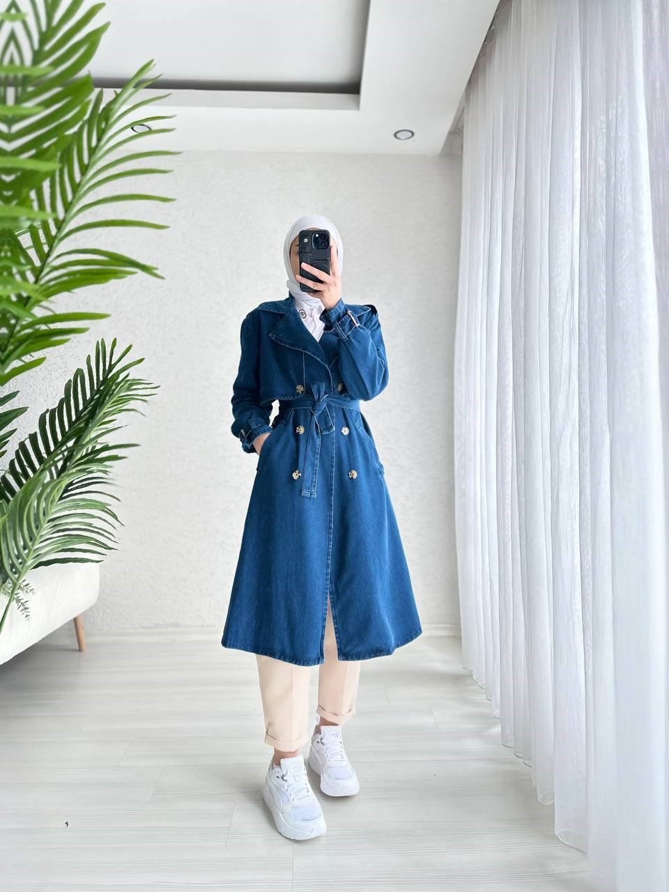 Denim Elegance Trench