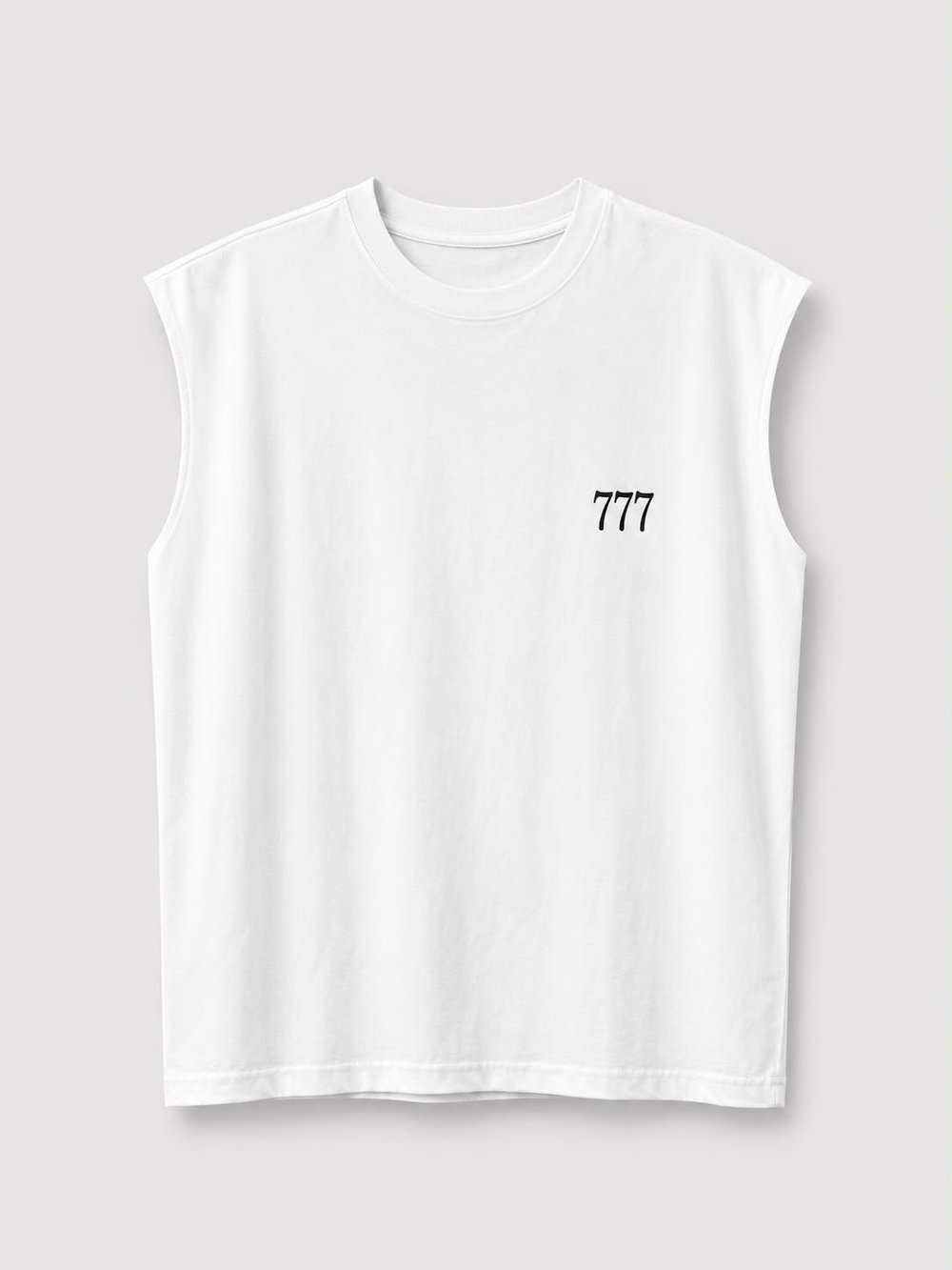 777 Baskılı Oversize Sıfır Kol T-Shirt Beyaz