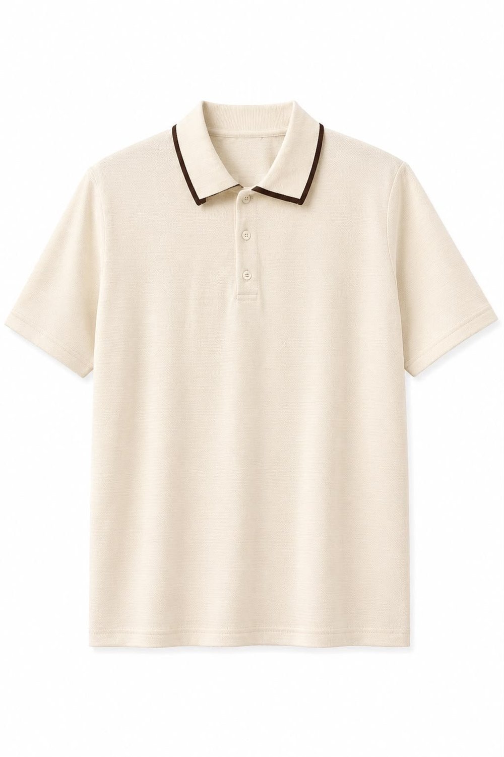 Bej Kahve Çizgi Detaylı Polo Yaka T-shirt