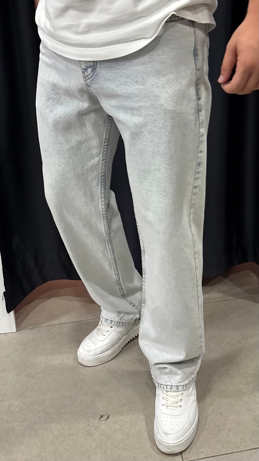 Erkek Baggy Fit Kot Pantolon Mavi