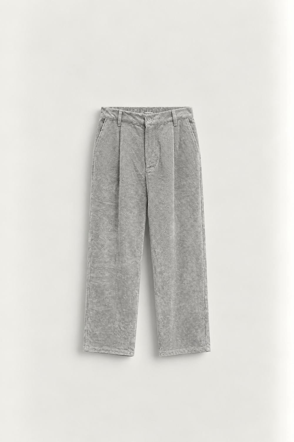Erkek Baggy Fitilli Kadife Pantolon Gri