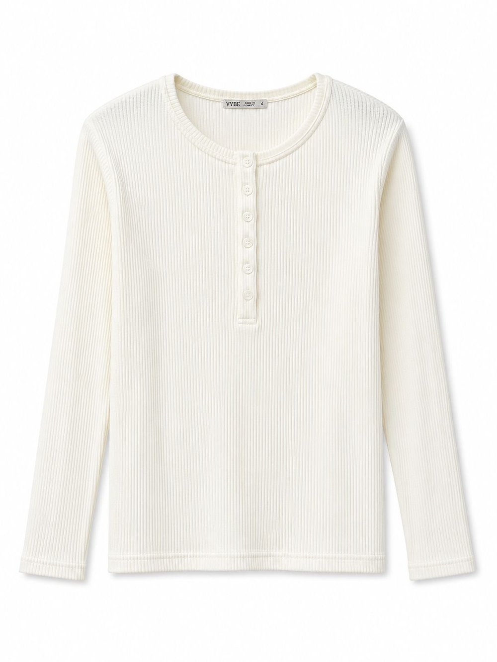 Erkek Fitilli Henley Yaka Düğmeli Triko Kazak Beyaz