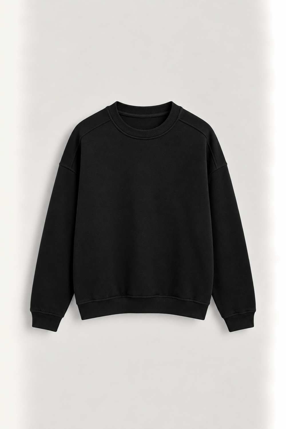 Erkek Oversize Boxy Fit Basic Sweatshirt Siyah