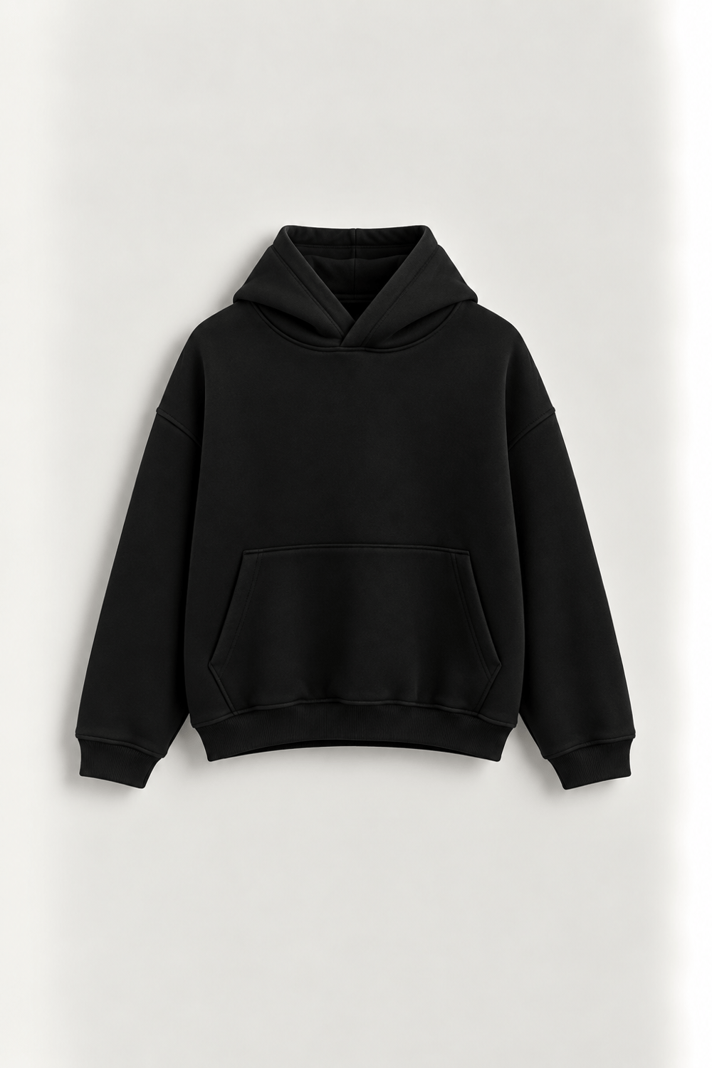 Erkek Oversize Kapüşonlu Basic Sweatshirt Siyah
