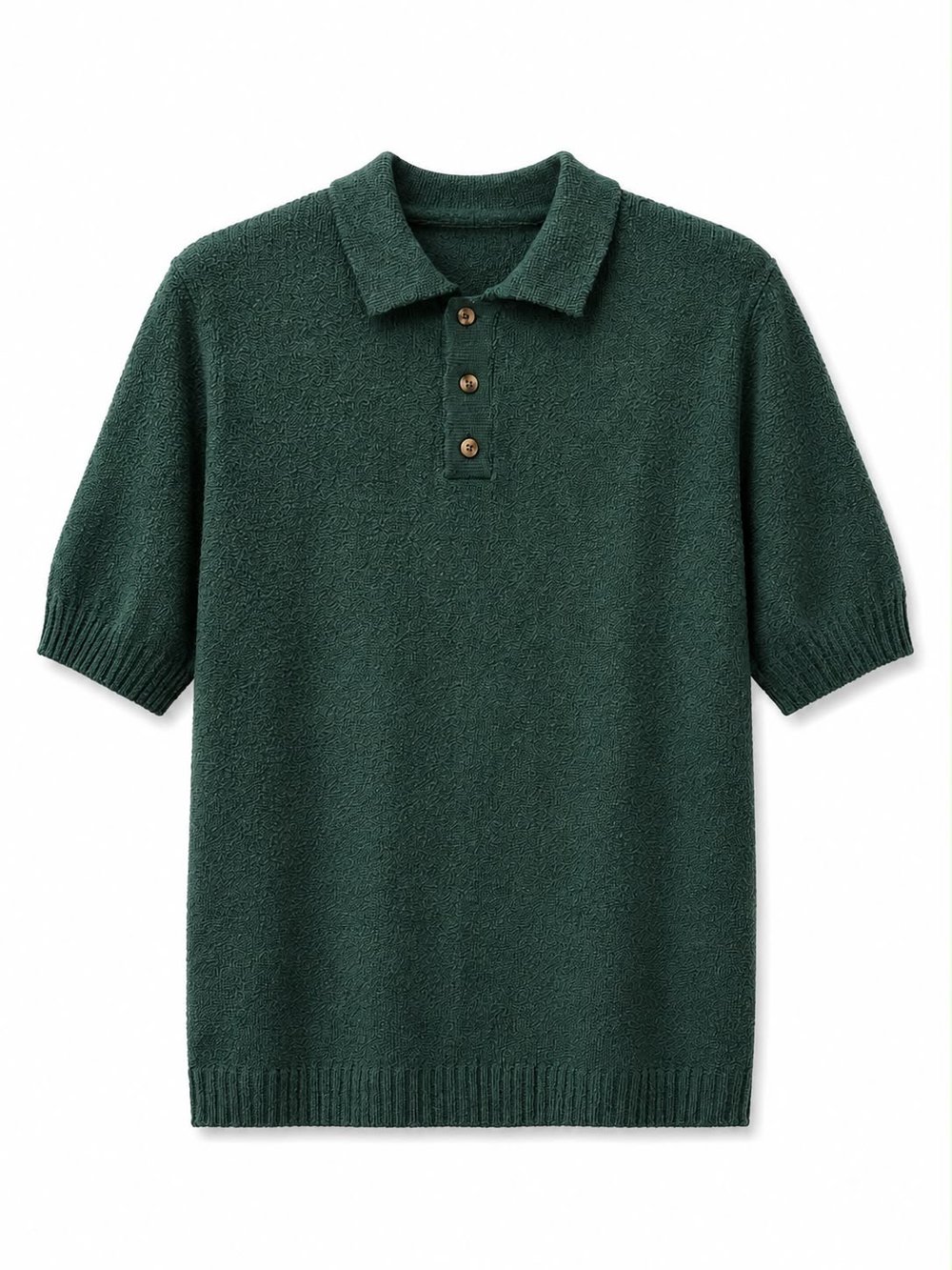 Erkek Relaxed Fit Polo Yaka Triko T-Shirt Yeşil