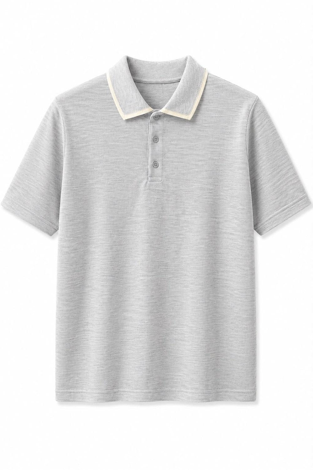 Gri Bej Çizgi Detaylı Polo Yaka T-shirt