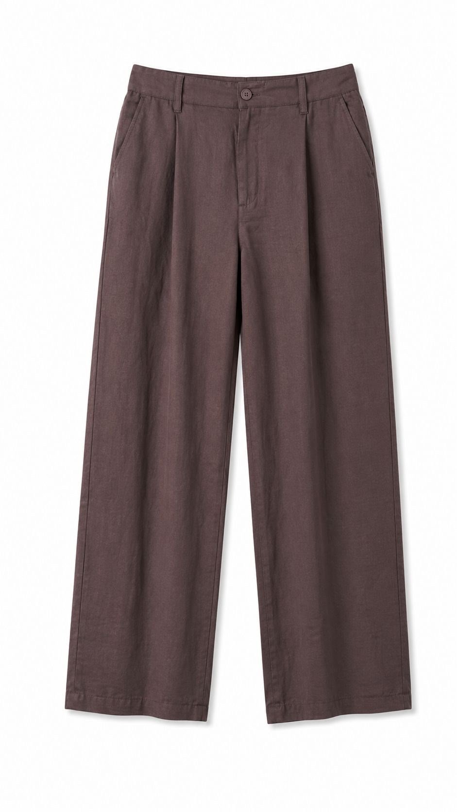 Kahverengi Pileli Tensel Baggy Pantolon