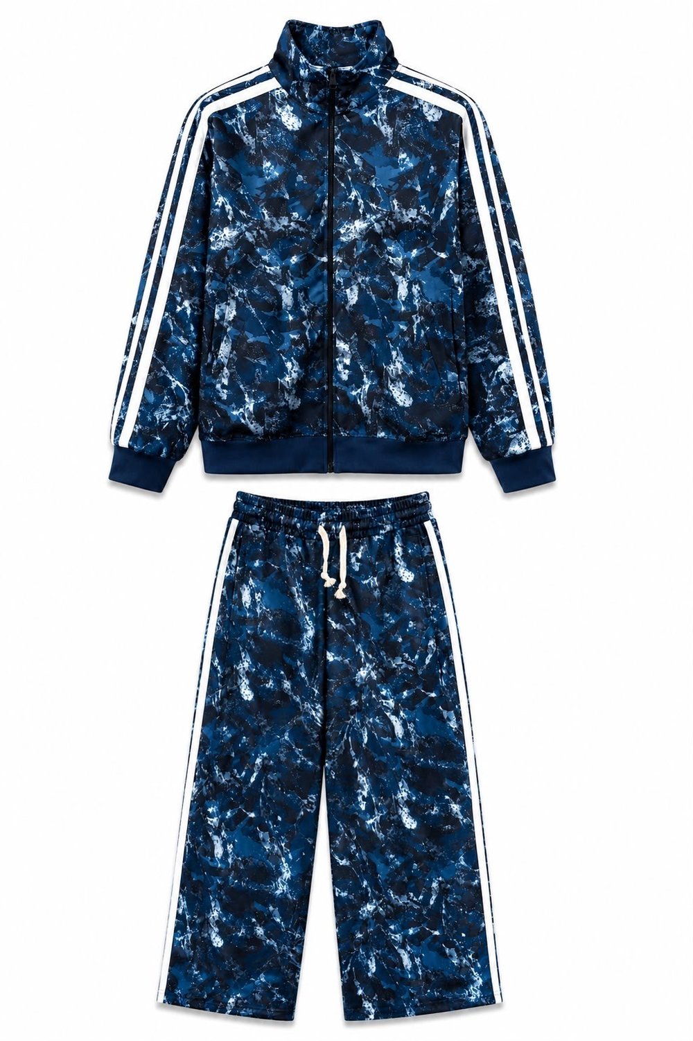Mavi Oversize Desenli Takım