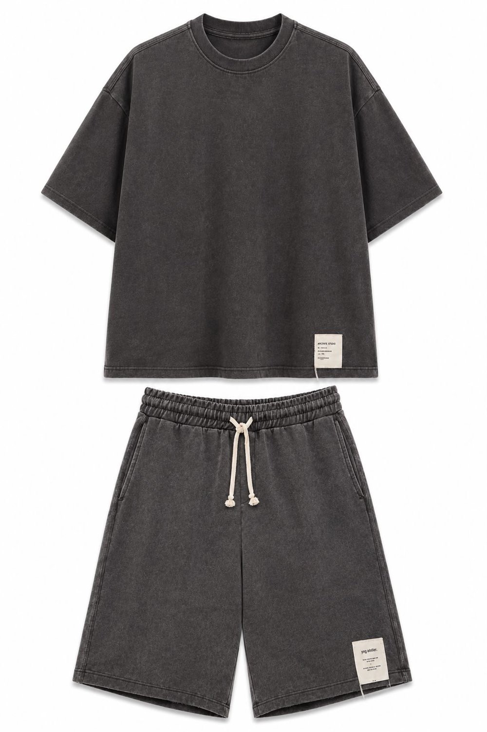 Oversize T-Shirt Şort Takım Gri