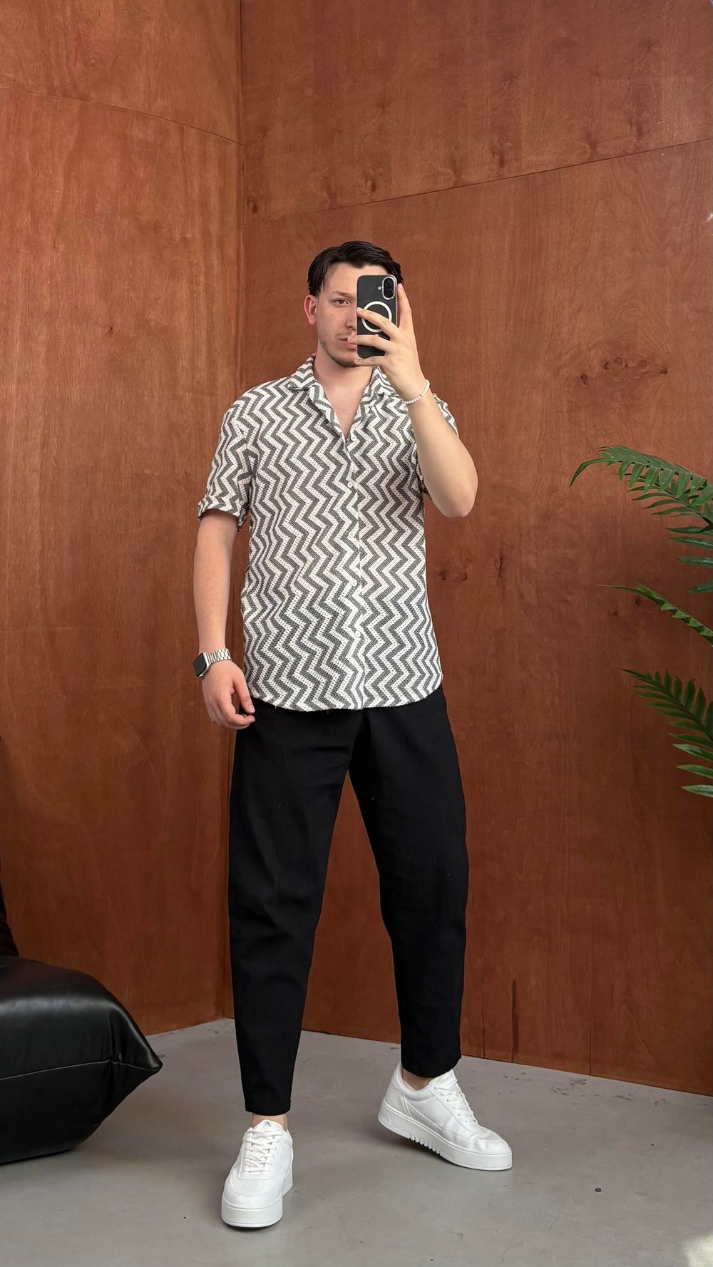 Regular Fit Jakarlı Gömlek Gri