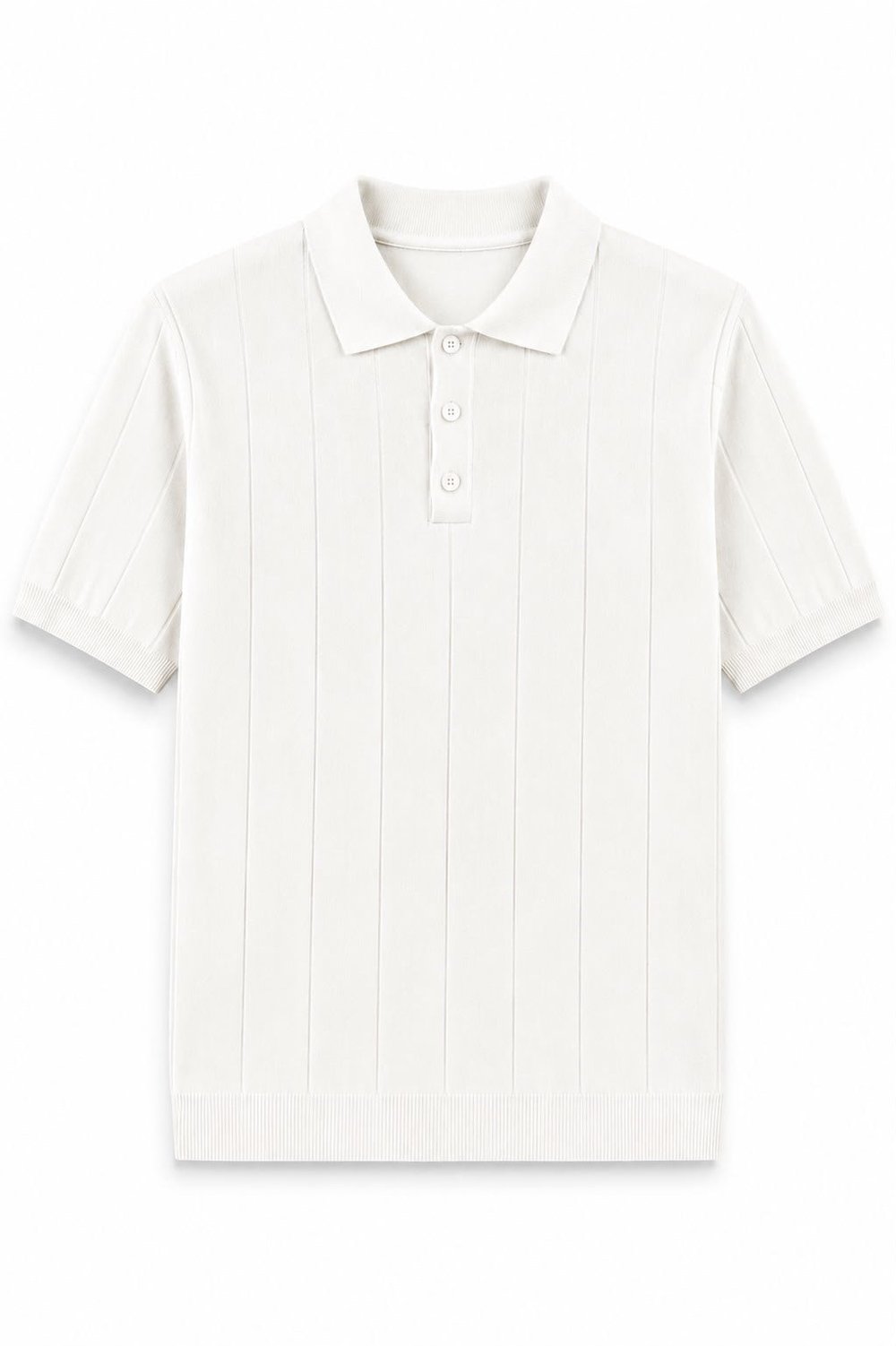 Regular Fit Örme Triko Polo Yaka T-Shirt Beyaz