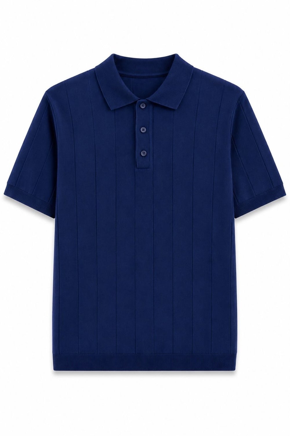 Regular Fit Örme Triko Polo Yaka T-Shirt Lacivert