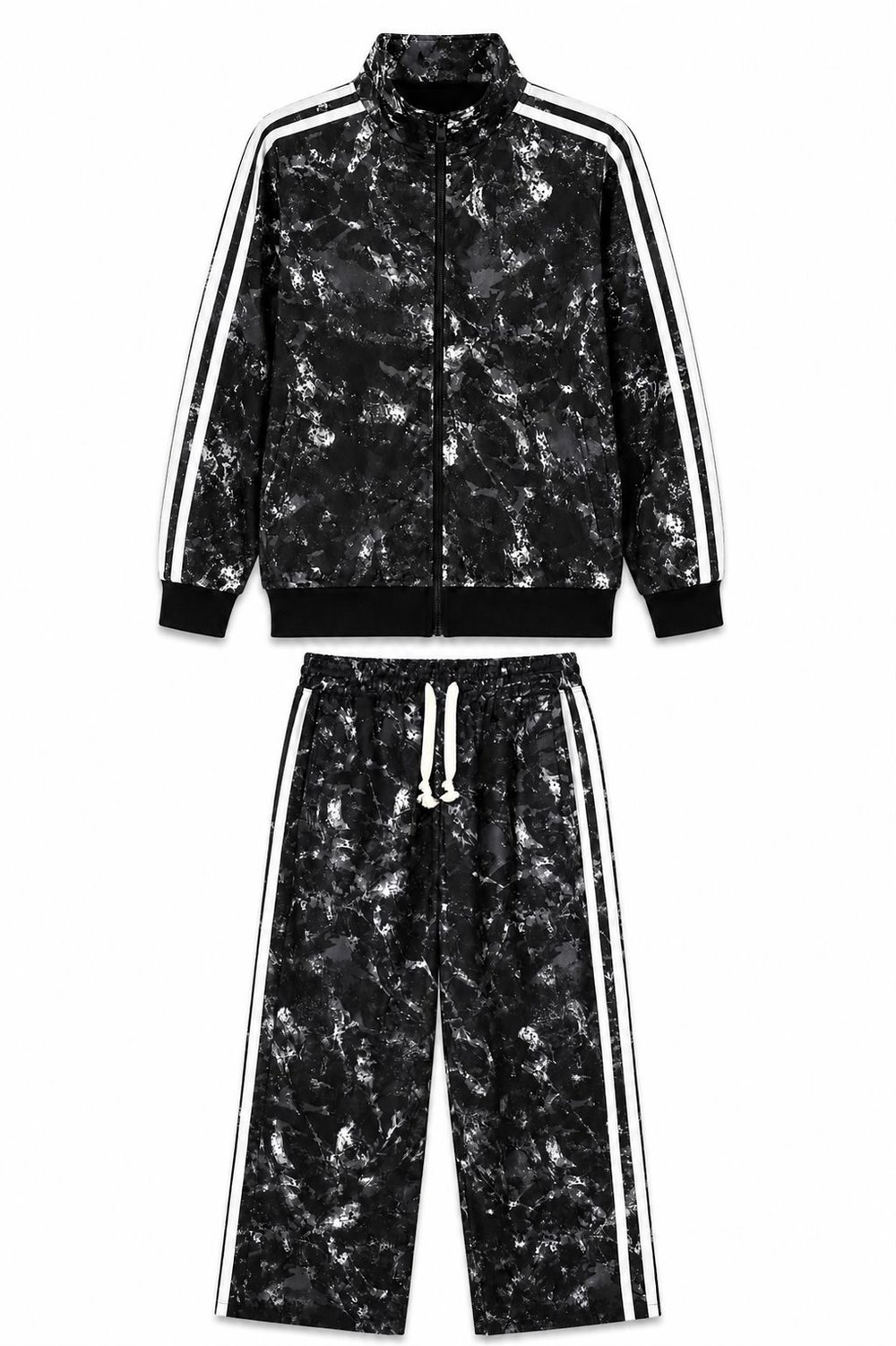 Siyah Oversize Desenli Takım