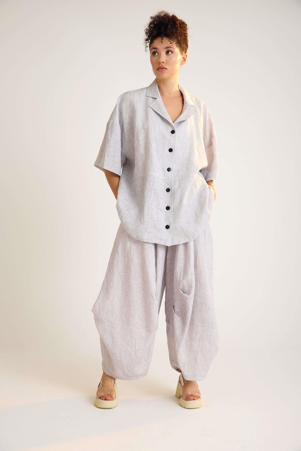 Gray Oversize Linen Shirt