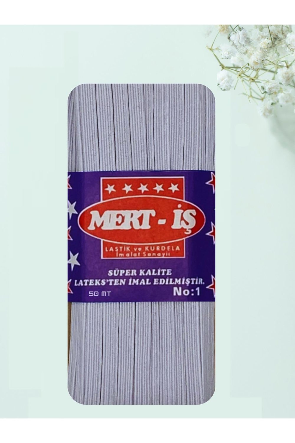 0.8 mm Paça-Bel-Etek-Eşofman Lastiği Yassı Beyaz 50 Metre