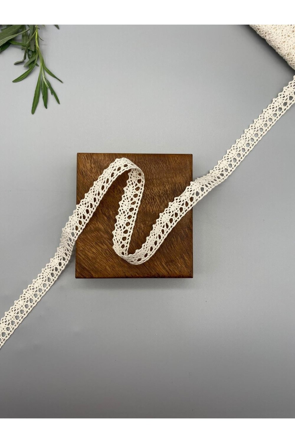 Krem, Ham Renk Pamuk Dantel-Kopanaki Şerit 5 Metre, 1.6 cm Genişlik No:1013