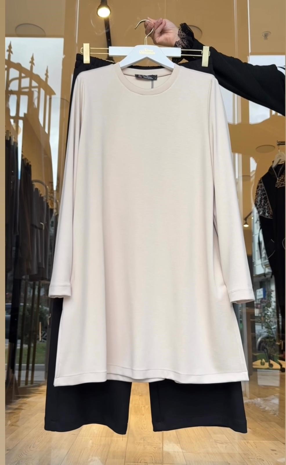 Bambu Kumaş Basic Tunik Takım-Taş
