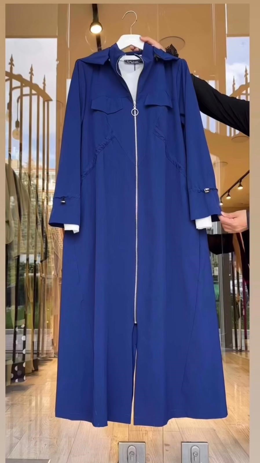 Turkuaz Kumaş Büzgülü Kap Modeli -Mavi
