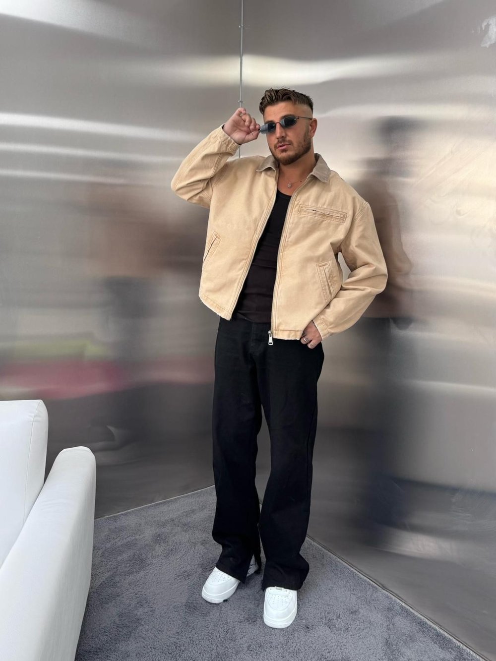 Oversize Crop Kot Ceket Krem