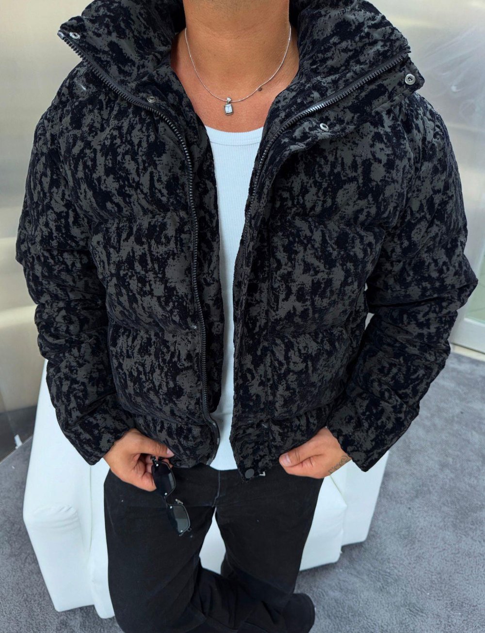 Oversize Şişme Mont Siyah
