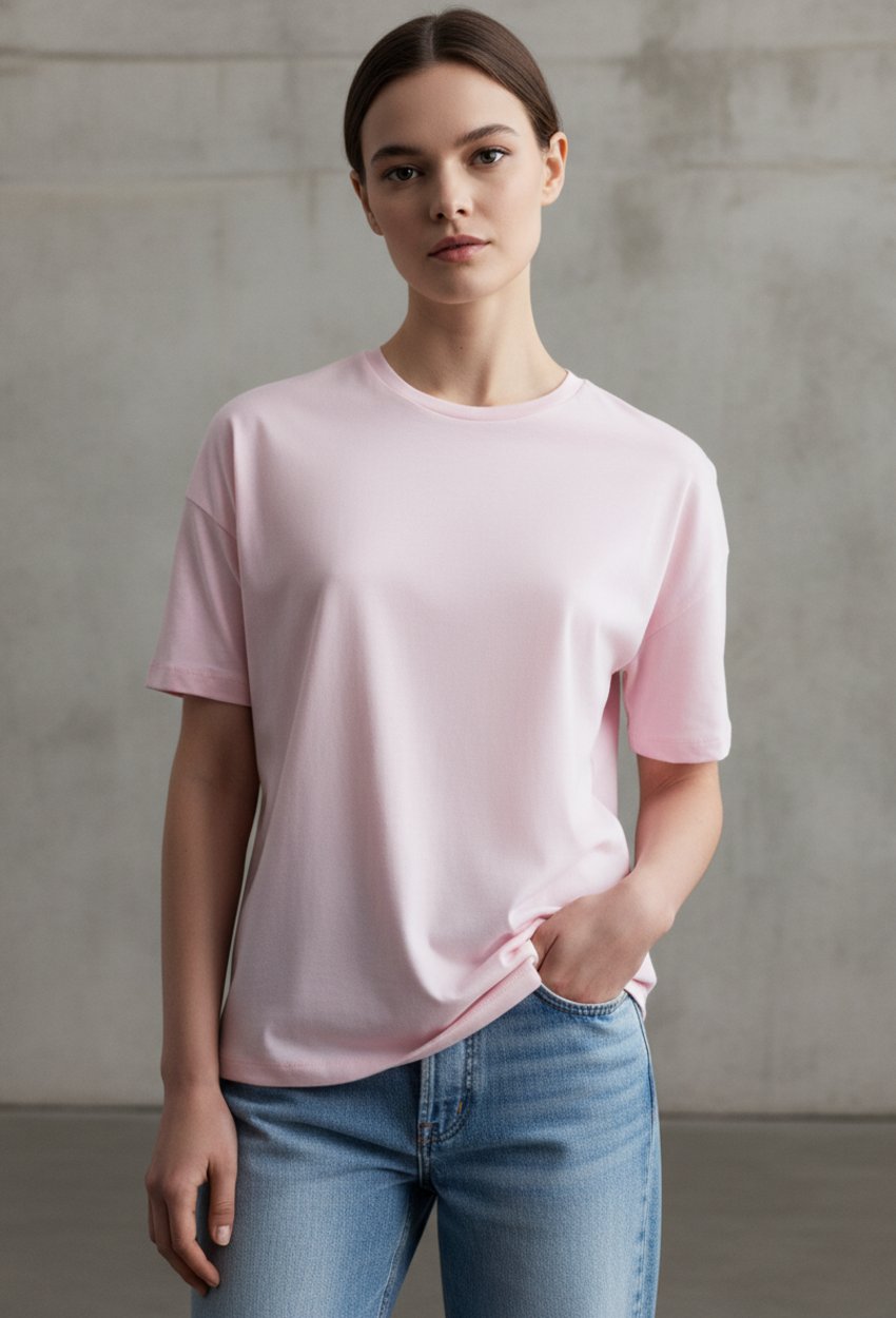 Basic T-Shirt-Toz Pembe