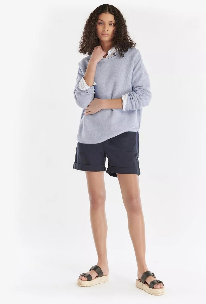 Kadın Basic Mavi Triko