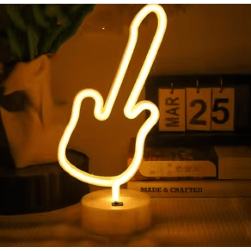 Neon Gitar Masa Lambası PİL+USB