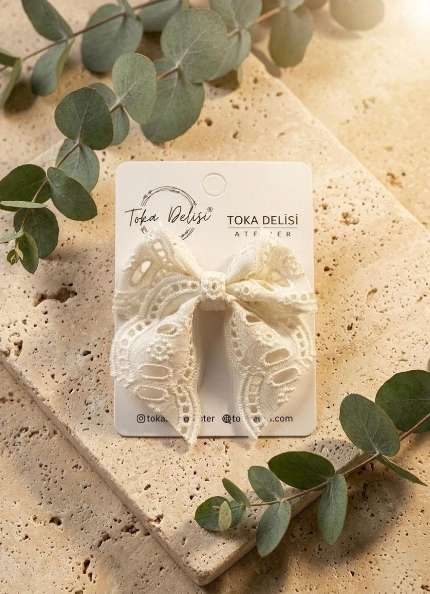 Bebekler İçin Krem Fisto Butik Saçsız Bebek Tokası El Yapımı