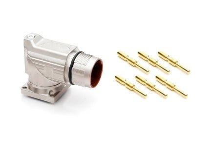 MB7RJN0601-KIT M23, 90° rotatable Receptacle Kit, threaded, 6 positions, male pins, Standard flange (25.7x 25.7)