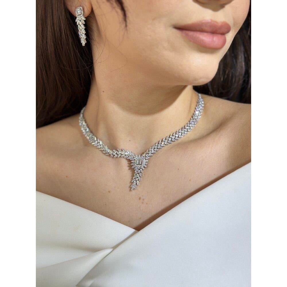 OLGA MODEL ZİRKON GELİN KOLYE SETİ