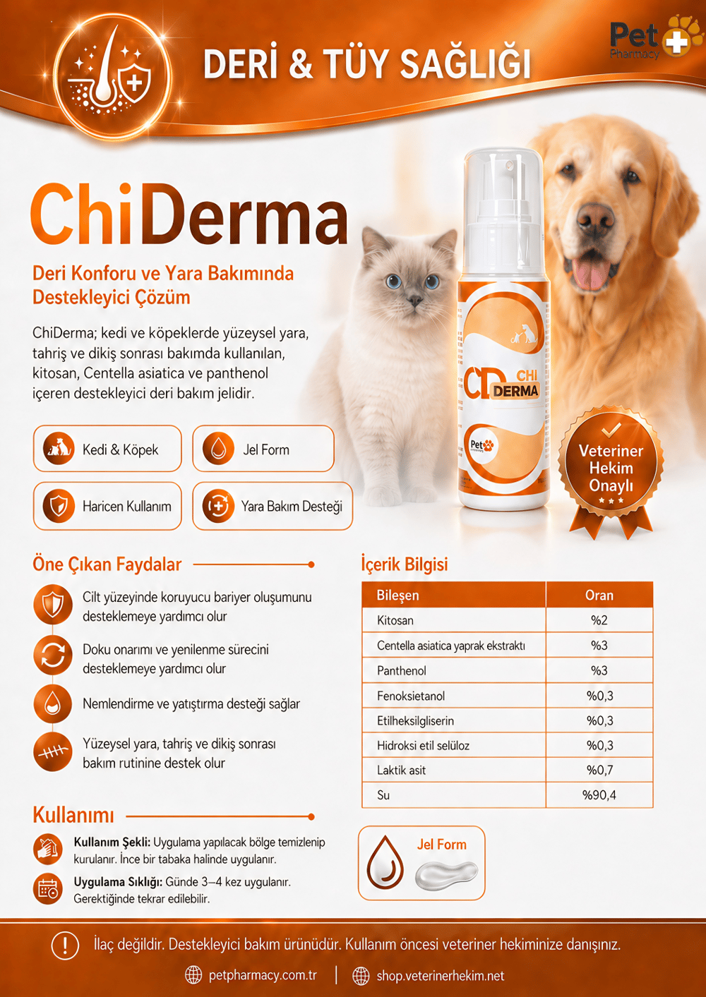 ChiDerma – Kedi & Köpekler İçin Doğal Yara Bakım Jeli