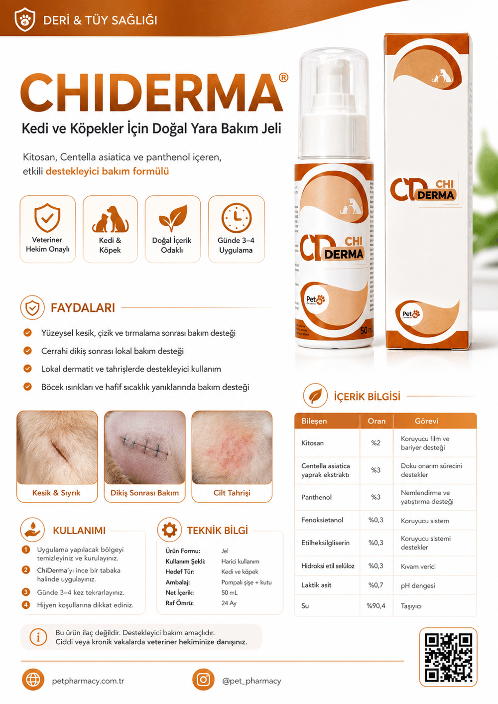 ChiDerma – Kedi & Köpekler İçin Doğal Yara Bakım Jeli