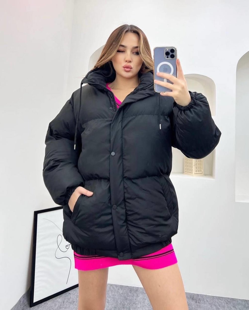 Oversize Bol Kesim Uzun Salaş Mont