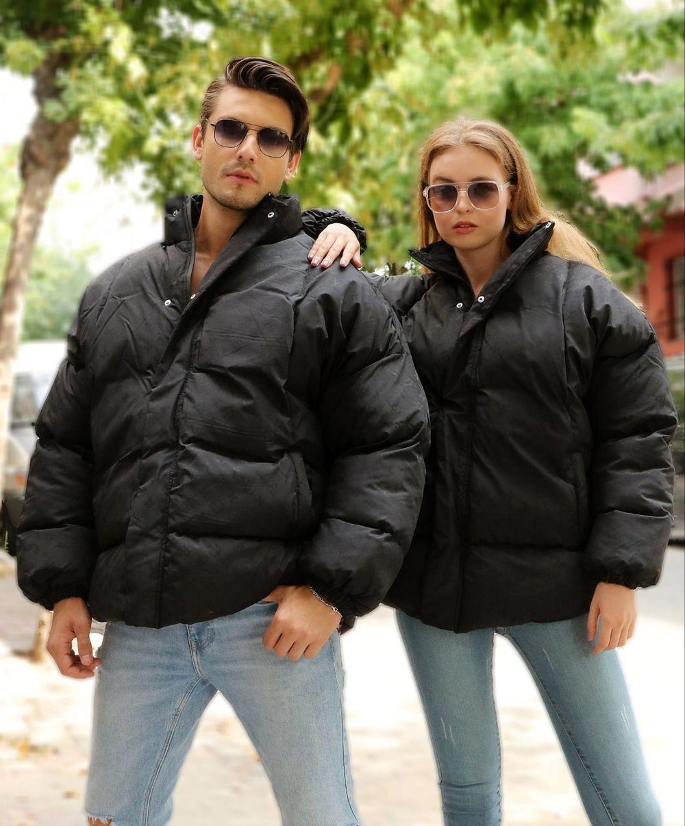 Oversize Kendinden Desenli Şişme Salaş Mont