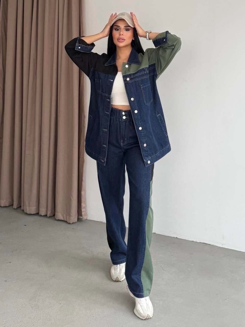 Nivans Paraşüt Detaylı Denim Takım Lacivert