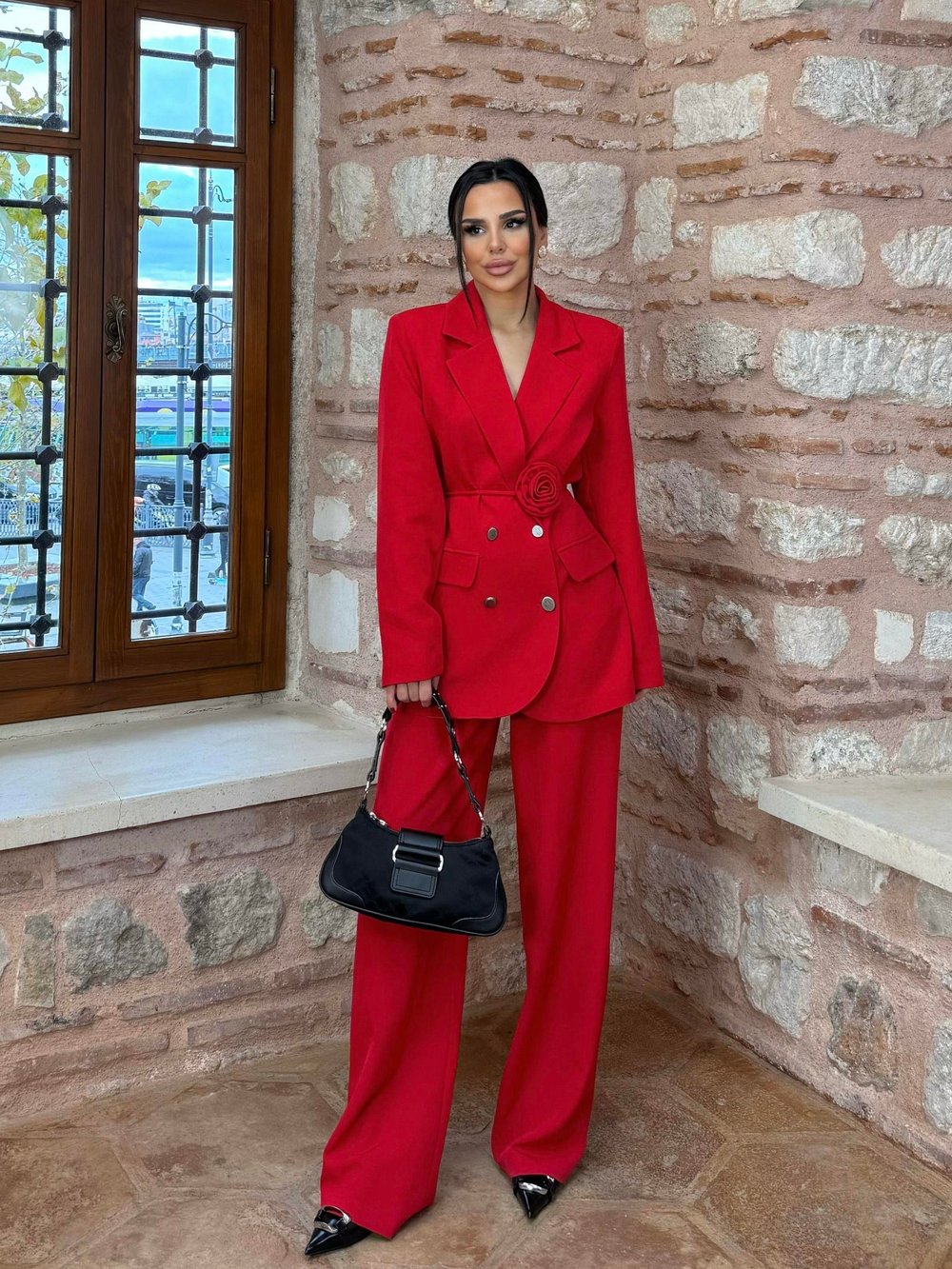 Roses Gül Kemerli Takım Kırmızı