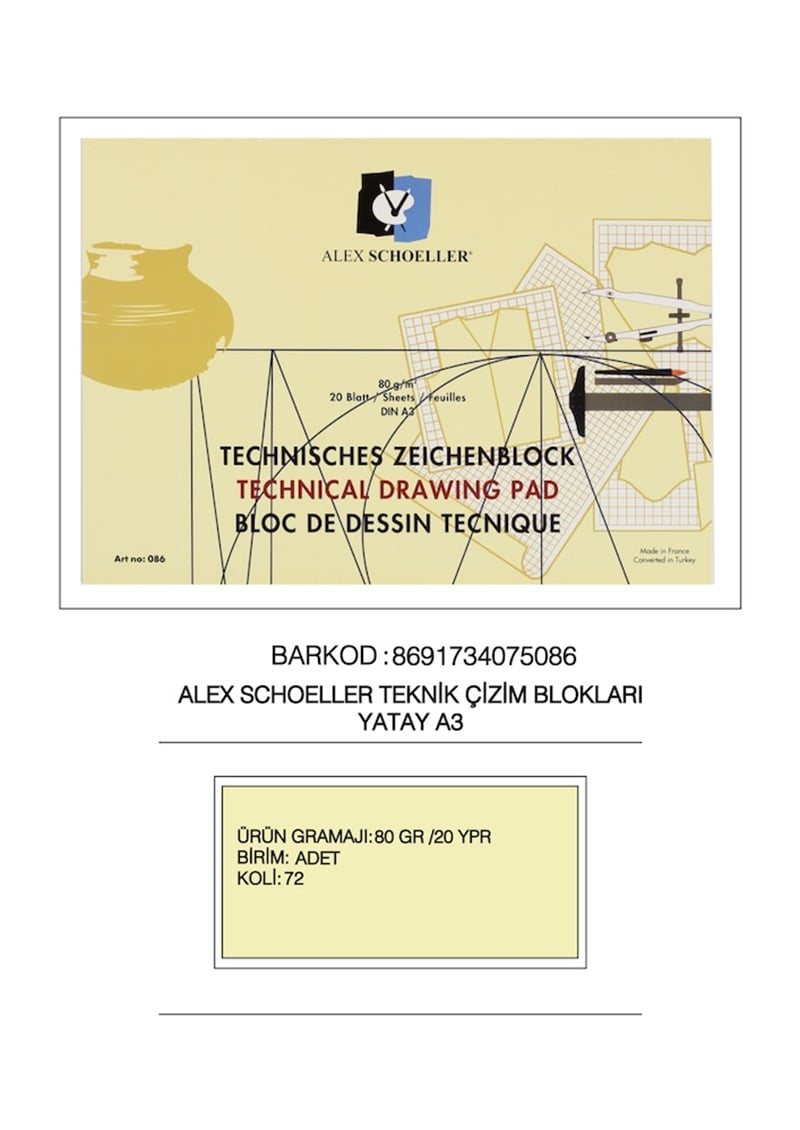 ALEX TEKNİK ÇİZİM BLOK A3 80 GR YAN 20 YP 003.97