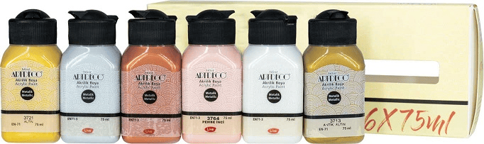 ARTDECO AKRİLİK BOYA SETİ 6x75 ML METALİK RENKLER Y-070I-AS3